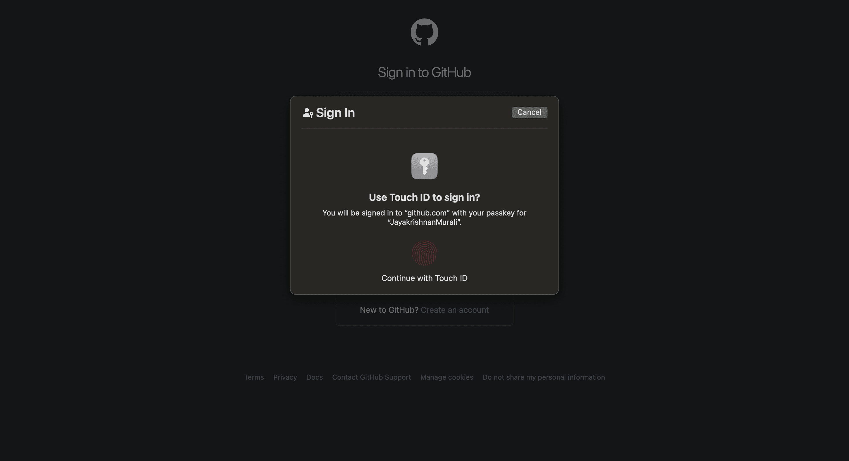 Github passkey login