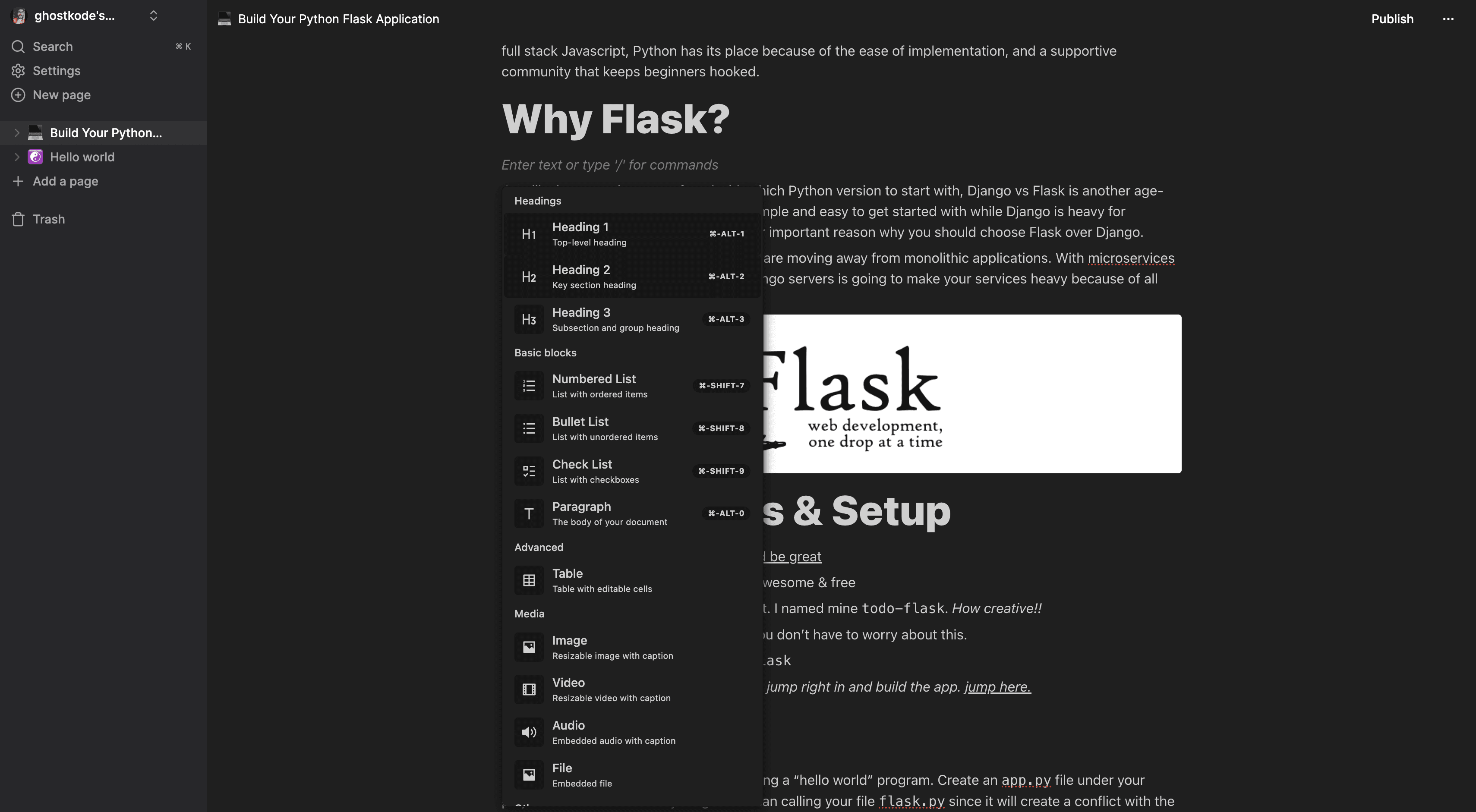 Editor view dark mode